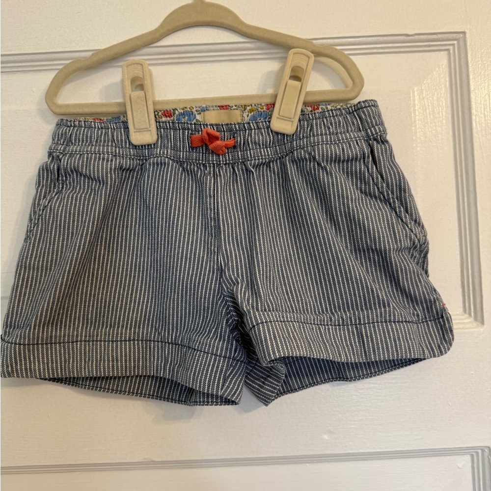 Boden Navy Striped Kids Shorts with Red Accent